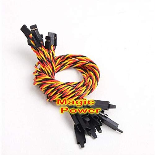 Jammas 10 pcs/lot 22# 22AWG Futaba JR Twisted Extension Cable/Twisted Extension Lead with Hook Different Length - (Color: 150mm JR)