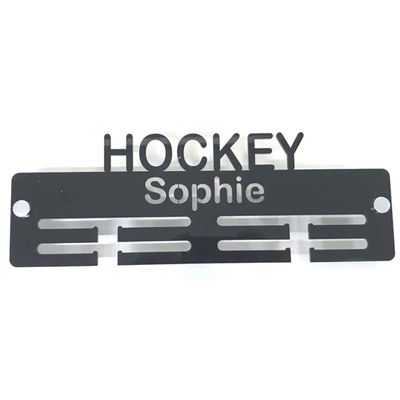 Super Cool Creation Personalised"Hockey" Medal Hanger - Mocha