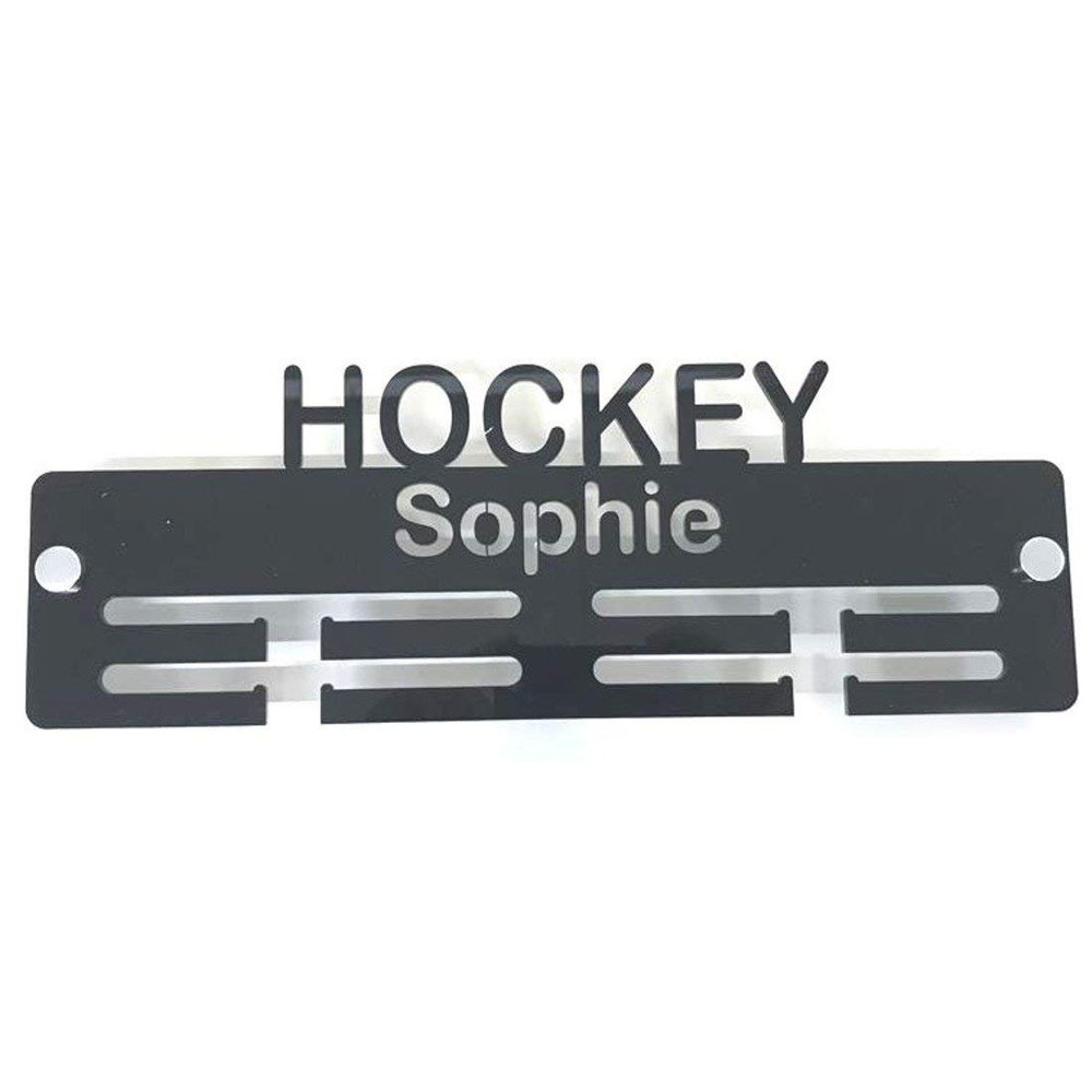 Super Cool Creation Personalised"Hockey" Medal Hanger - Mocha