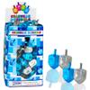 Aviv Judaica Metallic Dreidels with English Transliteration Counter-Display Box of 100 Driedels in Bulk Blue and Silver Hanukkah Spinning Tops for Traditional Chanukah Game or Party Decorations view 1