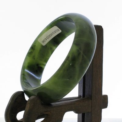 2.3" China Certified Nature Hetian Nephrite Jade Women's Green Flower Bangle Bracelet 2436