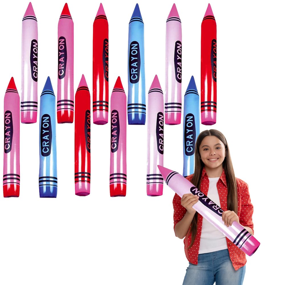 Forest & Twelfth Extra Large Inflatable Crayons Pack of 4, 24 inch Sized Blow-Up Crayon Set, Perfect for Decorating Your Childs Room or Classrooms, Party Favor, Photo Prop, Pool Toys, Pool Games