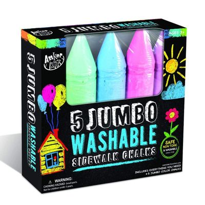 5 Jumbo Washable Sidewalk Chalk Sticks - CASE of 12