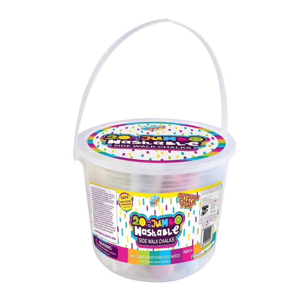 20 Jumbo Washable Sidewalk Chalk Sticks in Bucket - CASE of 12