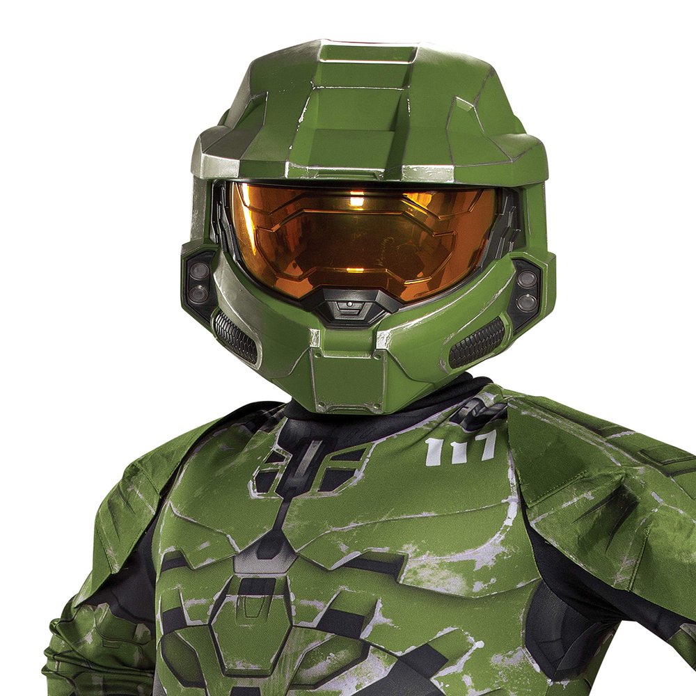 Disguise Halo Infinite Master Chief Mask, Kids Costume Headwear Accessory, Child Size Video Game Inspired Vacuform Half-Mask