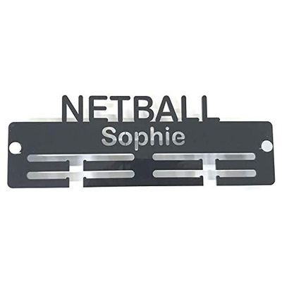 Super Cool Creation Personalised"Netball" Medal Hanger - Blue