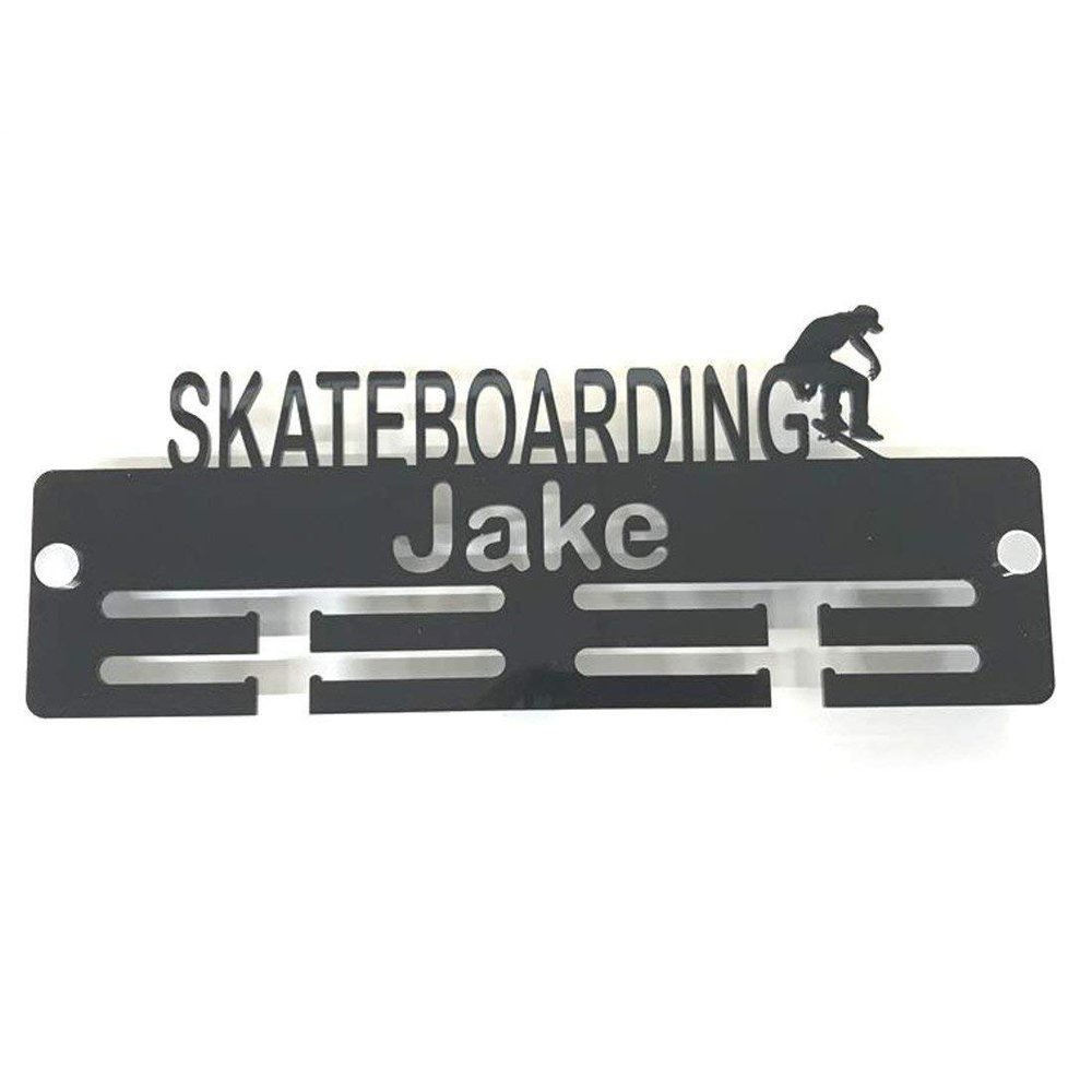 Super Cool Creation Personalised"Skateboarder" Medal Hanger - Red