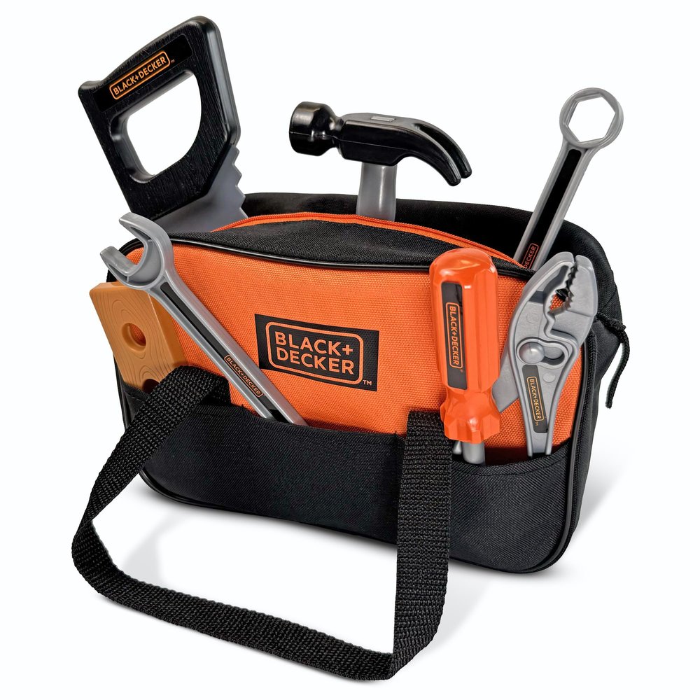 Black+Decker Junior Tool Bag 13 Piece Set - Includes Hammer, Hand Saw, Screw Driver & More!