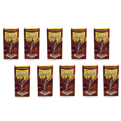 10 Packs Dragon Shield Matte Crimson Standard Size 100 ct Card Sleeves Display Case