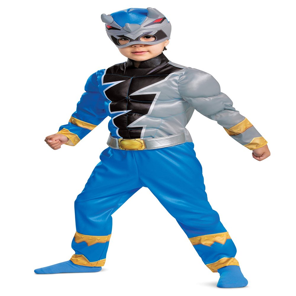 Disguise Blue Power Ranger Costume for Toddlers, Official Power Rangers Dino Fury Outfit with Mask, Size Meidum (3T-4T)