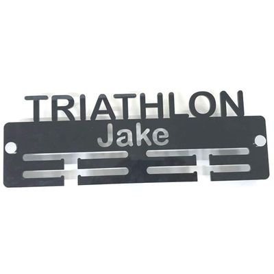 Super Cool Creation Personalised"Triathlon" Medal Hanger - Light Grey