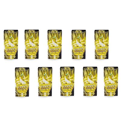 10 Packs Dragon Shield Matte Mini Japanese Yellow 60 ct Card Sleeves Display Case 