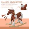 Qaba Wooden Toddler Rocking Horse, Kids Plush Ride on Horse Toy Animal Rocker with Nursery Rhyme Music Brown view 3