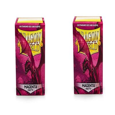 2 Packs Dragon Shield Matte Magenta Standard Size 100 ct Card Sleeves Value Bundle!