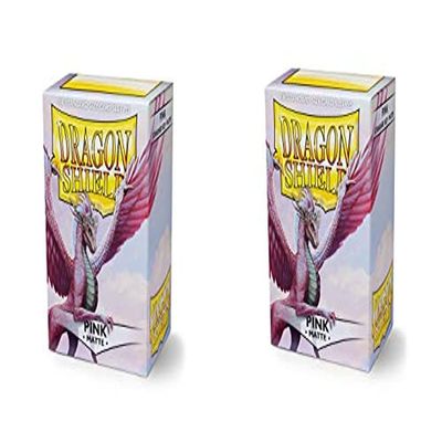 2 Packs Dragon Shield Matte Pink Standard Size 100 ct Card Sleeves Value Bundle!