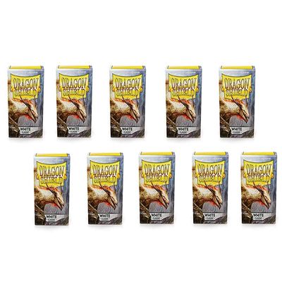 10 Packs Dragon Shield Classic White Standard Size 100 ct Card Sleeves Display Case 