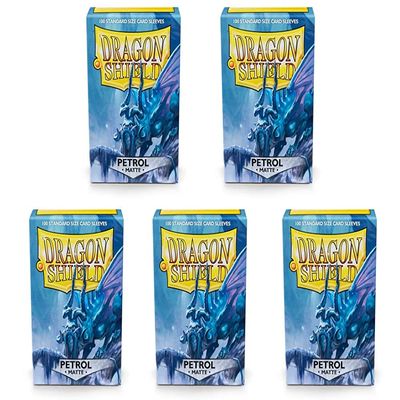 5 Packs Dragon Shield Matte Petrol Standard Size 100 ct Card Sleeves Value Bundle!
