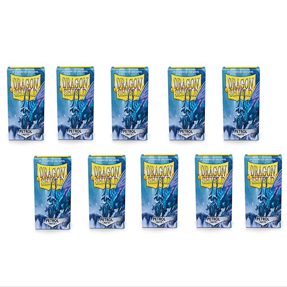 10 Packs Dragon Shield Matte Petrol Standard Size 100 ct Card Sleeves Display Case