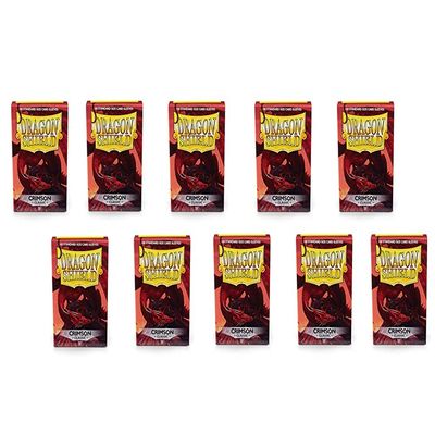 10 Packs Dragon Shield Classic Crimson Standard Size 100 ct Card Sleeves Display Case 