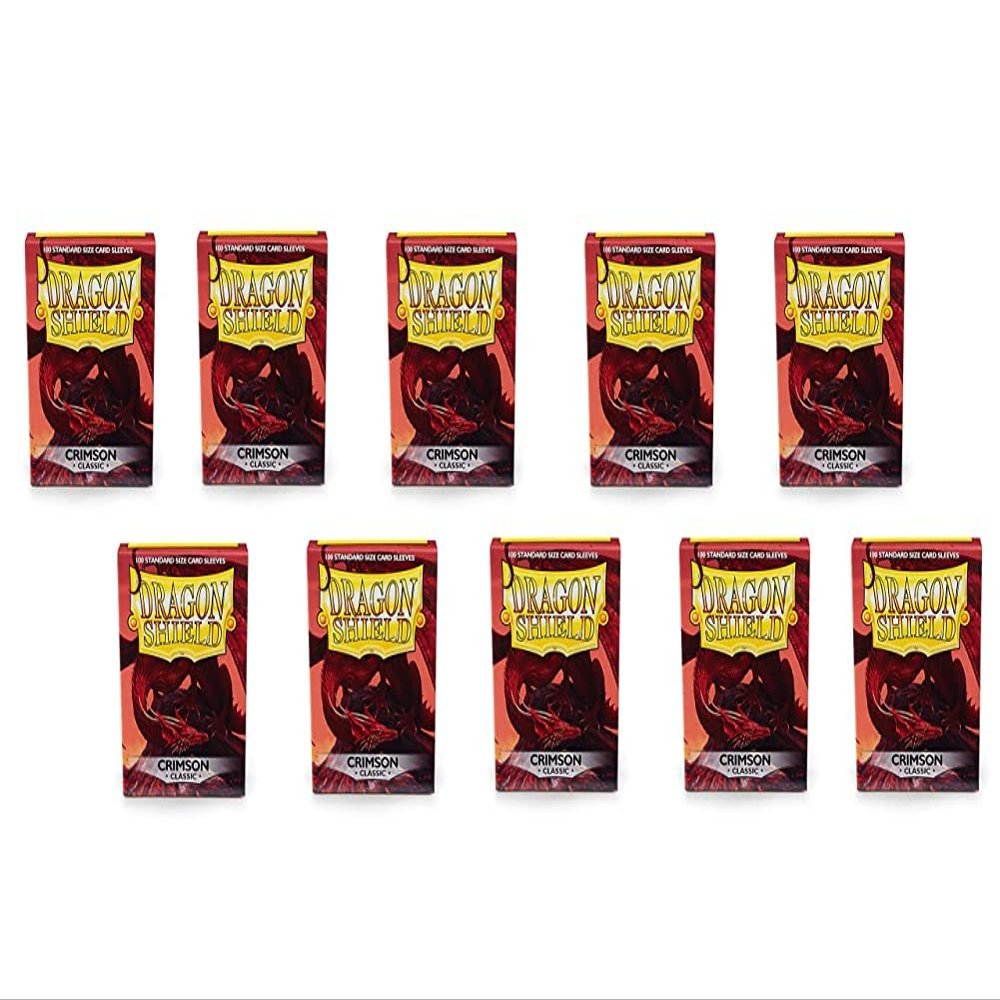 10 Packs Dragon Shield Classic Crimson Standard Size 100 ct Card Sleeves Display Case 
