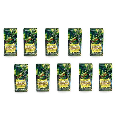10 Packs Dragon Shield Matte Mini Japanese Apple Green 60 ct Card Sleeves Display Case