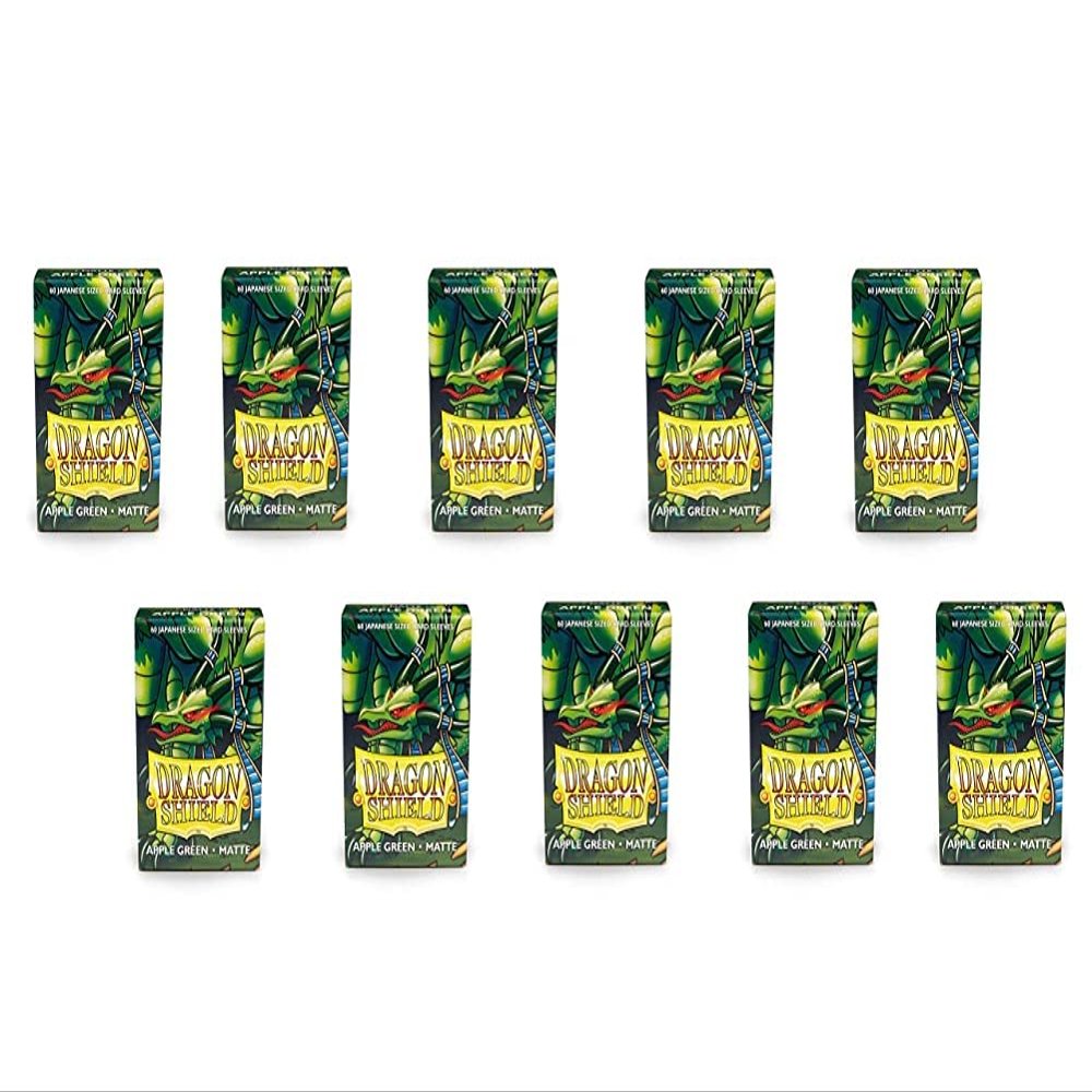 10 Packs Dragon Shield Matte Mini Japanese Apple Green 60 ct Card Sleeves Display Case