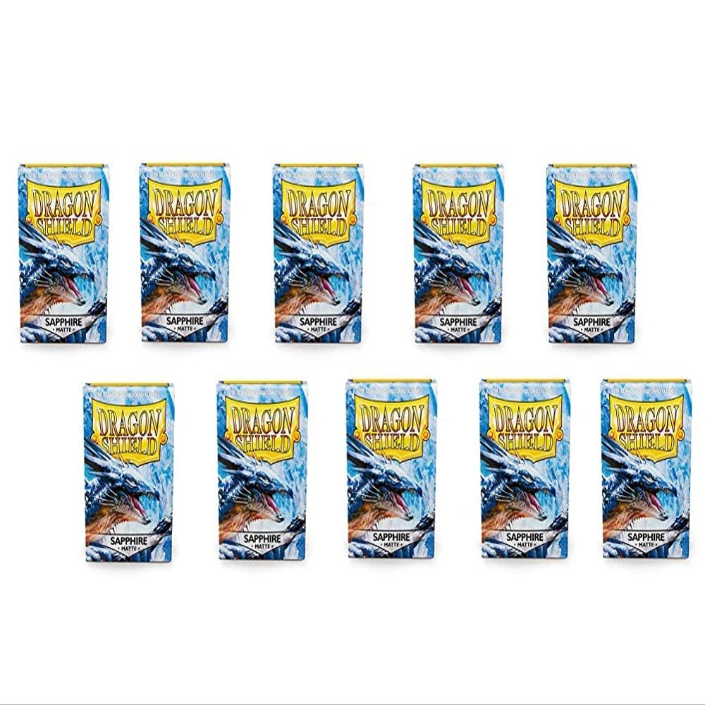 10 Packs Dragon Shield Matte Sapphire Standard Size 100 ct Card Sleeves Display Case