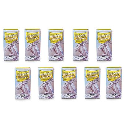 10 Packs Dragon Shield Matte White Standard Size 100 ct Card Sleeves Display Case