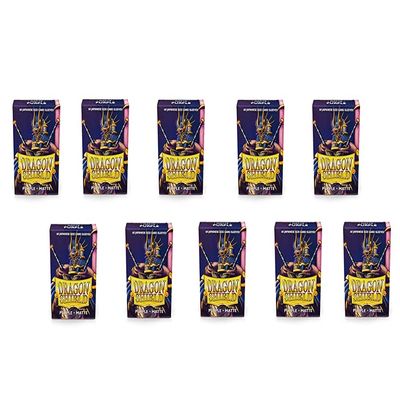10 Packs Dragon Shield Matte Mini Japanese Purple 60 ct Card Sleeves Display Case