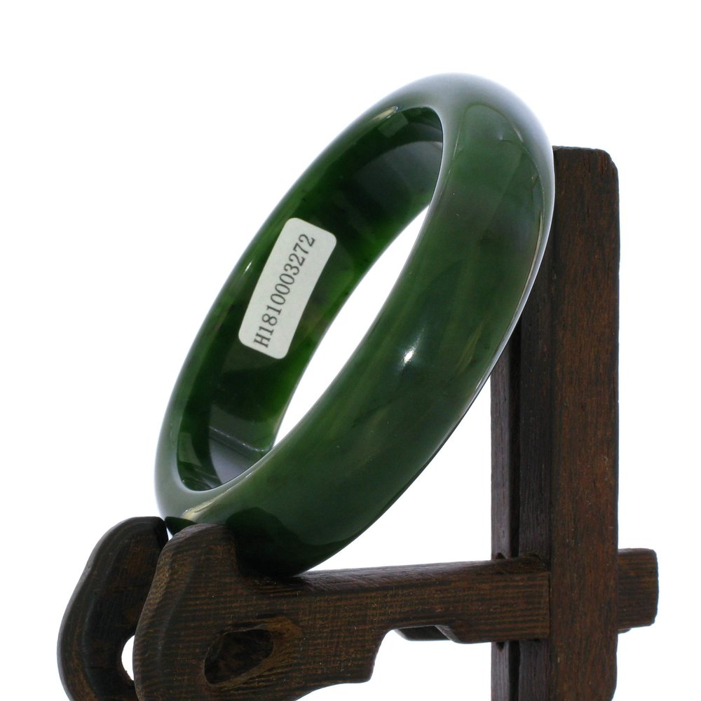2.3" China Certified Nature Hetian Nephrite Jade Beautiful Green Women's Bracelet 3272