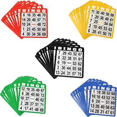 GSE Games & Sports Expert 100-Pack Multi-Color Bingo Game Cards with Easy Read Numbers, Reusable Paper Bingo Sheets for Large Groups, Family/Friend Parties