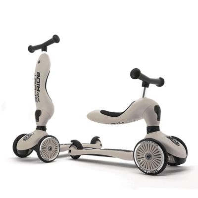Scoot & Ride 2-in-1 Ride-On & Stand Kids Scooter, Ages 1 to 5, Highwaykick 1, Ash