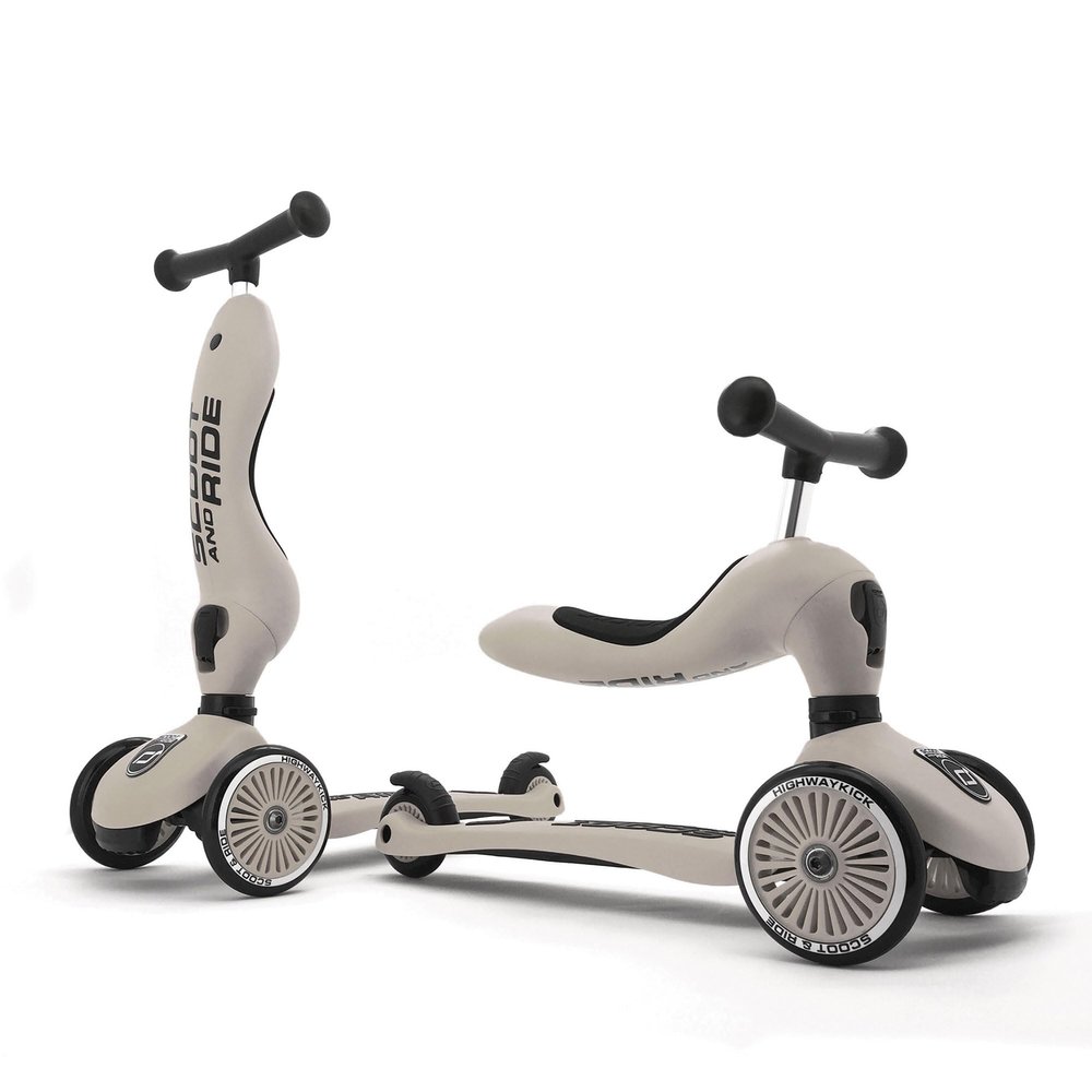 Scoot & Ride 2-in-1 Ride-On & Stand Kids Scooter, Ages 1 to 5, Highwaykick 1, Ash