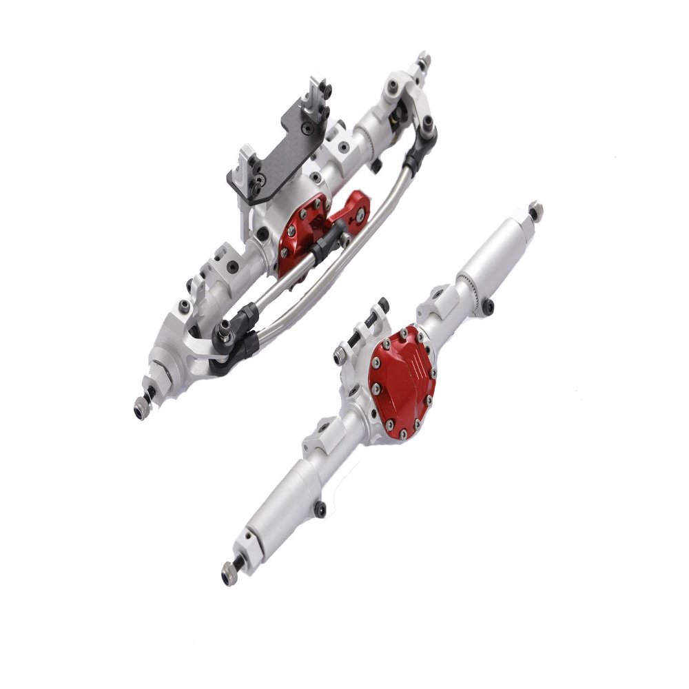 RZXYL 1:10 Aluminum Alloy Universal Front Rear Axles for Axial SCX10 II RC Crawler Truck Car Upgrades (Silver)