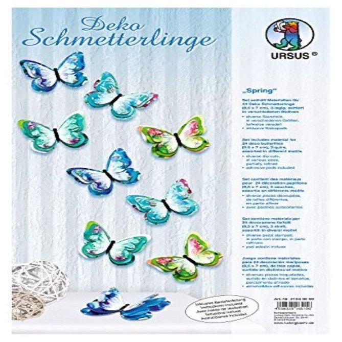 Ursus 21940099F Decorative Butterfly Spring, Approx. 8.5 x 7 cm, Colourful