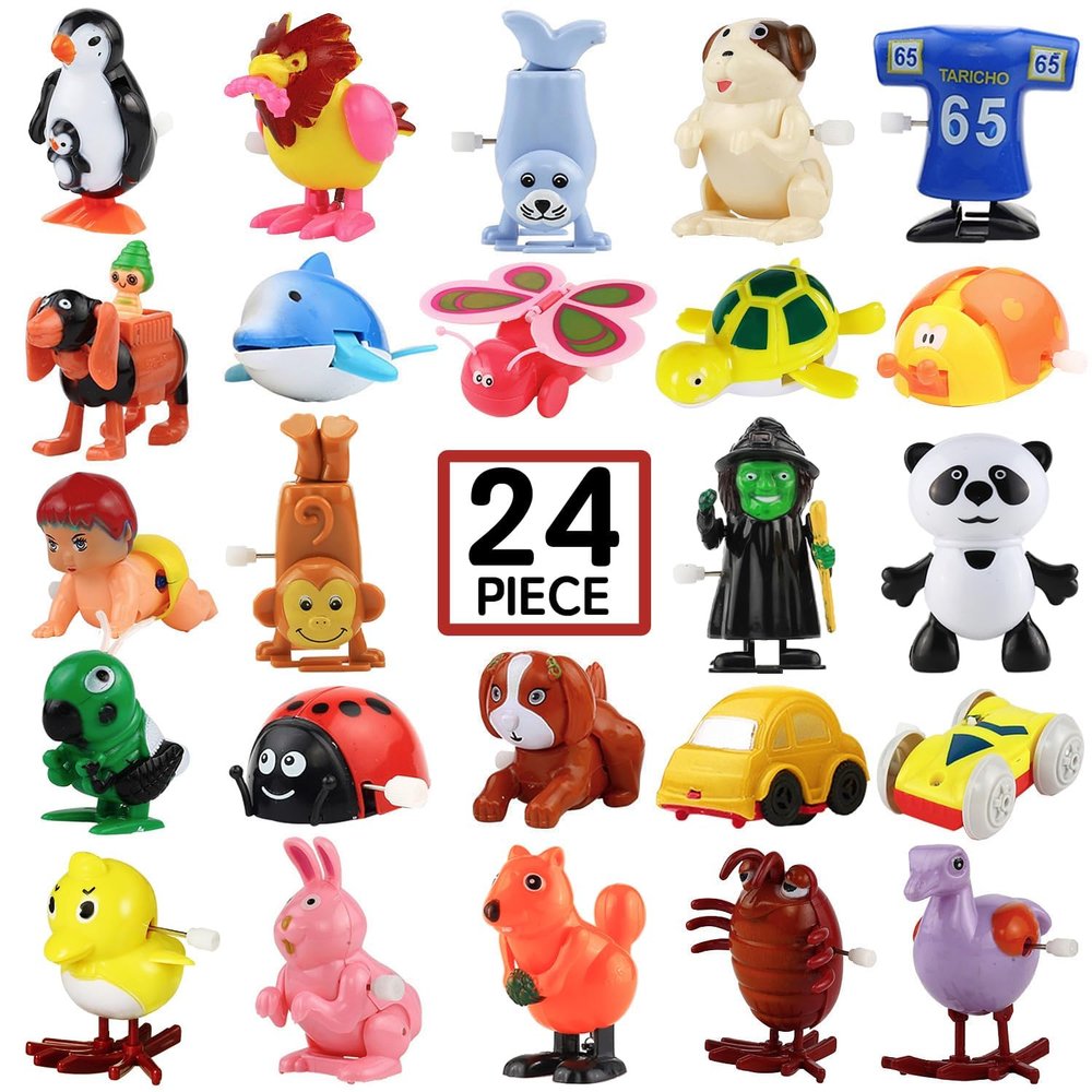 Laxdacee Wind-Up Toys, 24 Pack Assorted Mini Toy for Kid Party Favors, Pinata Goody Bag Filler Stocking Stuffers for Boy Girl Children, Birthday Gifts Carnival Small Prizes Classroom Incentive Reward