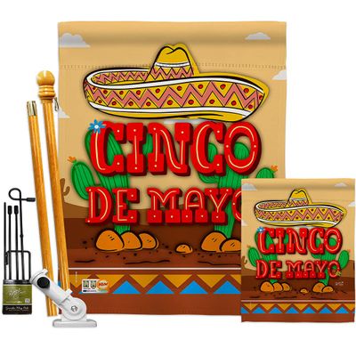 Angeleno Heritage Cinco de Mayo Southwest Garden House Flags Kit Summer Party Cactus Pinata Sombrero Mexican Fiesta Outdoor Small Decorative Gift Yard Banner Made in USA 28 X 40