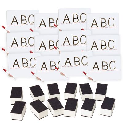 12 Write and Wipe Lapboards with Erasers