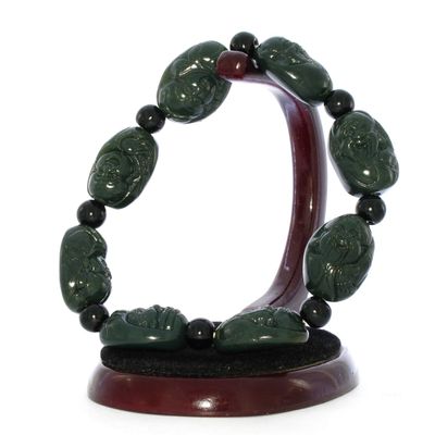 1" The Eight Immortals Bangle Bracelet China Certified Nature Hetian Nephrite Jade 6254
