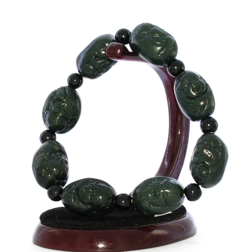 1" Men's Bangle Bracelet China Certified Nature Hetian Nephrite Jade Blessing Hand Made Eight immortals 6235