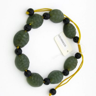 0.8" Bangle Bracelet China Certified Nature Hetian Nephrite Jade Longevity Turtle Back Pearls 6235
