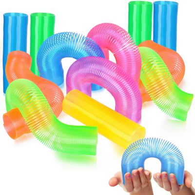 ArtCreativity Extra-Long Neon Mini Coil Springs - 12 Pack - 4 Inch Colorful Plastic Coil Spring Set - Fun Birthday Party Favors for Kids, Cute Prize, Goody Bag Fillers, Stocking Stuffers, Novelty Gift