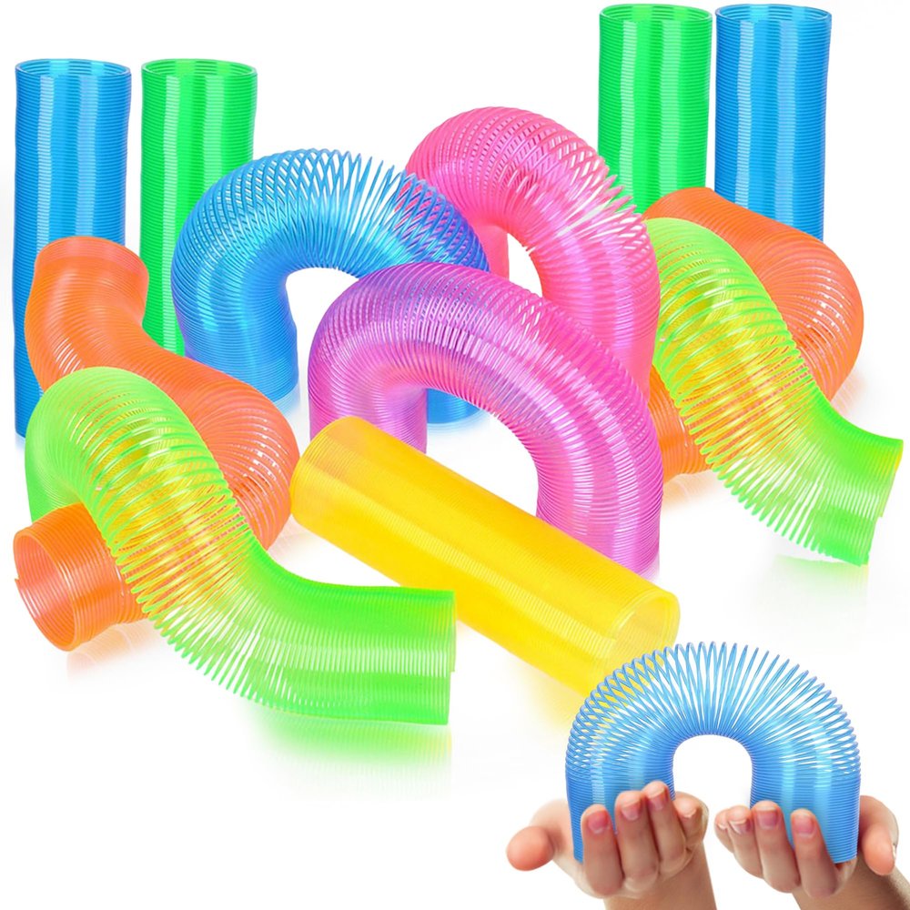 ArtCreativity Extra-Long Neon Mini Coil Springs - 12 Pack - 4 Inch Colorful Plastic Coil Spring Set - Fun Birthday Party Favors for Kids, Cute Prize, Goody Bag Fillers, Stocking Stuffers, Novelty Gift