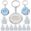 12 PCS Personalized Baby Shower Blue Boy Mirror Keychain Favors with Baby Footprint Design Custom Engraving Gift view 1