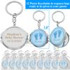 12 PCS Personalized Baby Shower Blue Boy Mirror Keychain Favors with Baby Footprint Design Custom Engraving Gift view 2