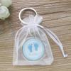 12 PCS Personalized Baby Shower Blue Boy Mirror Keychain Favors with Baby Footprint Design Custom Engraving Gift view 4
