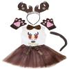 Petitebella Reindeer Number White Shirt Headband Brown Tutu 6pc Costume 1-8y (Three, 5-6year) view 1