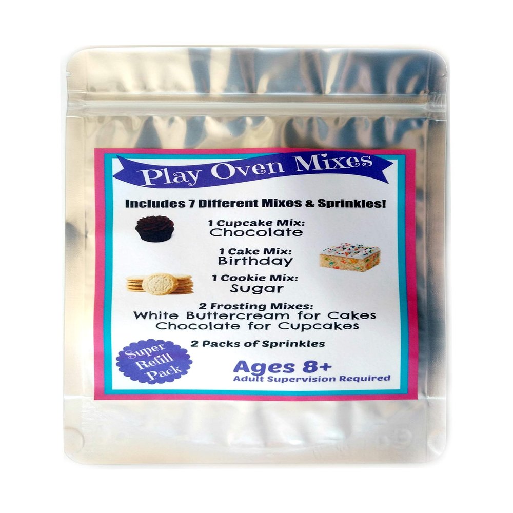 Children's Easy to Bake Oven Mixes Play Toy Oven Real 7 Mixes Mega Refill Kit Cupcakes Cookies Frosting Sprinkles Ultimate Set Cooking Baking Supplies Super Pack Net Wt 6.2 oz