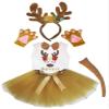 Petitebella Reindeer Number White Shirt Headband Khaki Tutu 6pc Costume 1-8y (Seven, 6-8year) view 1