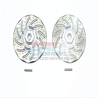 GPM For Traxxas Rustler 4X4 VXL (67076-4) Upgrade Parts Aluminum +2mm Hex With Brake Disk With Silver Lining - 1Pr Set Gray Silver